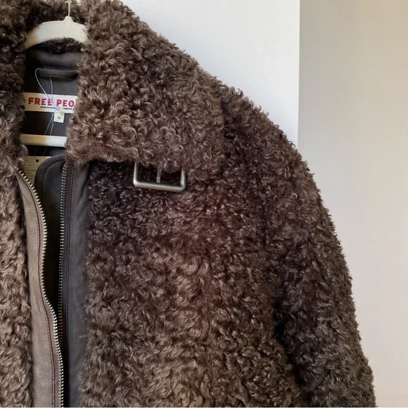 NWT Free People Jolie Oversized Teddy Jacket Deep Fudge Brown XS - Picture 6 of 12